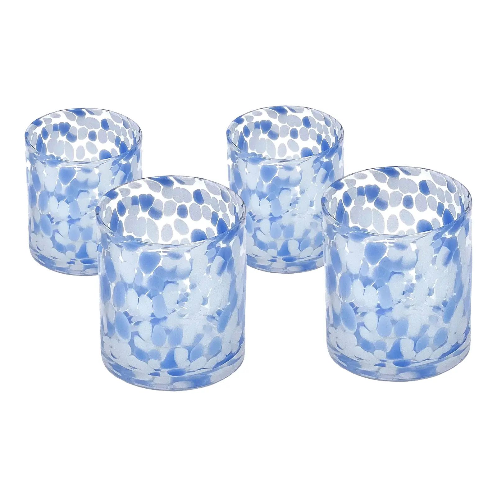 Torcello Spotted Rosa Tumbler, Blue/White, Set of 4 | Chairish