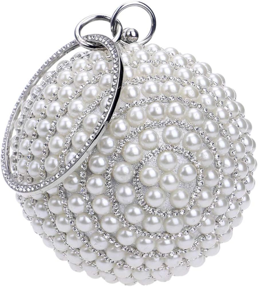 Tngan Womens Evening Bag Round Ball Wedding Handbag Artificial Pearl Purse | Amazon (US)