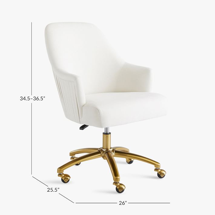 Chenille Plain Weave Washed Ivory Pleated Desk Chair | Pottery Barn Teen
