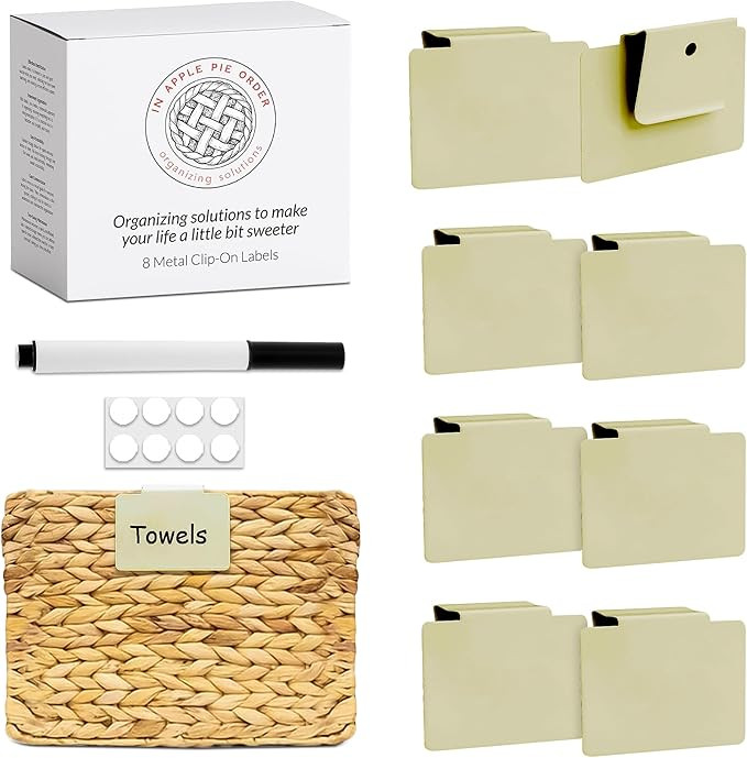 Labels for Storage Bins | Metal Storage Bin Clips (2.5” x 3.5”) - Set of 8 Basket Clip On Tag... | Amazon (US)