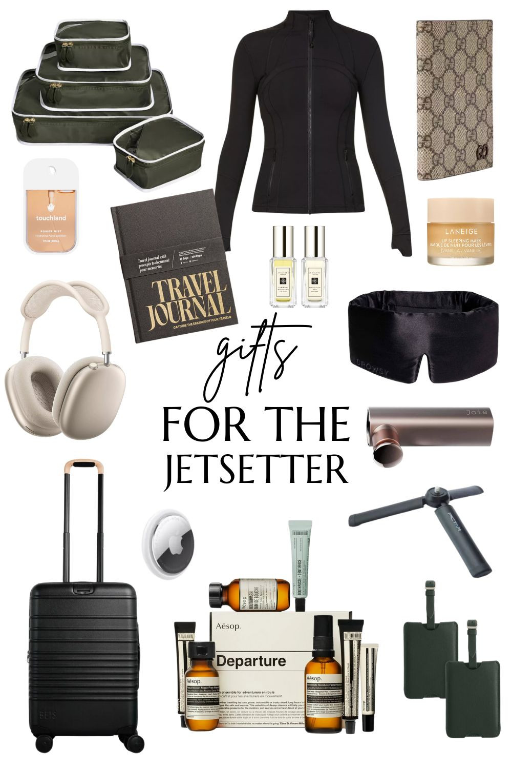 Perfect gifts for the jetsetter in your life! ✈️ From sleek luggage and travel organizers to luxurious sleep masks and skincare essentials, this guide has everything they need for stylish and stress-free travels. Add a touch of luxury with perfumes and tech must-haves like AirPods Max and trackers. Tap to shop these travel-ready picks!  

#JetsetterGifts #TravelEssentials #GiftGuide 

 #LTKgiftguide