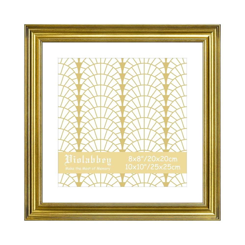 VIOLABBEY 10x10 Picture Frame Gold, Vintage Photo Frames Square, Fits Pictures 8x8 with Mat or 10... | Amazon (US)