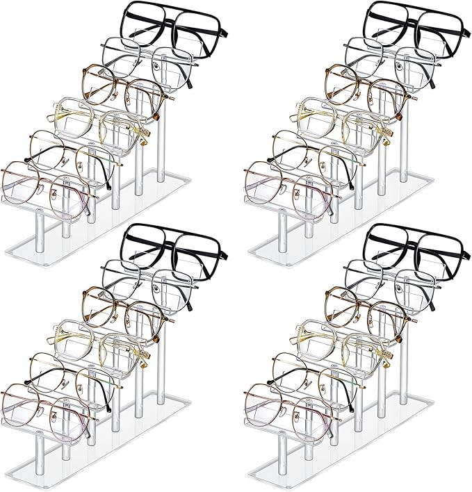 Sintuff 4 Pcs 6 Tier Acrylic Sunglasses Display Stand Clear Eyeglasses Frame Rack Sunglass Organi... | Amazon (US)