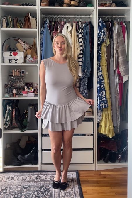 Grey ruffle dress, seamless dress, summer workwear 

#LTKStyleTip #LTKWorkwear #LTKFindsUnder100