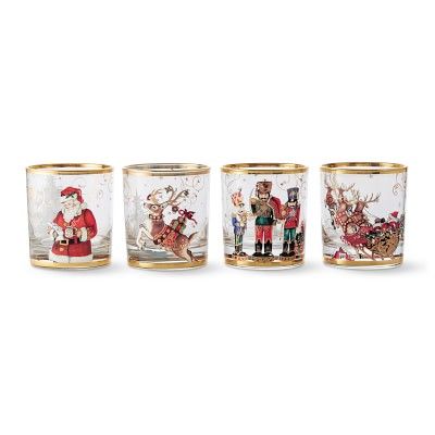 'Twas the Night Before Christmas Double Old-Fashioned Glasses, Mixed, Set of 4 | Williams Sonoma | Williams-Sonoma