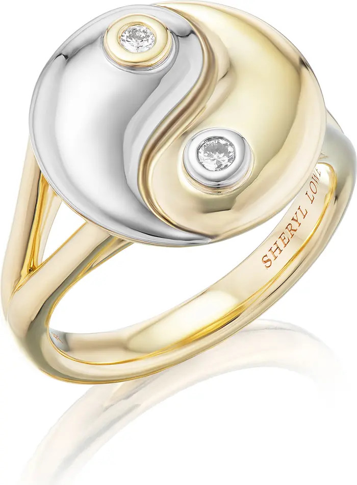 Two Tone Diamond Bezel Yin Yang Ring | Nordstrom
