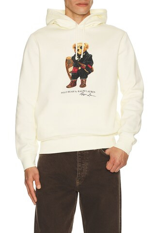 Polo Ralph Lauren Seasonal Fleece Novelty Bear Hoodie in Cream | FWRD 