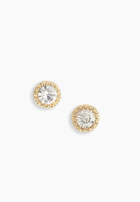 Gold Round Crystal Stud Earrings | Maurices