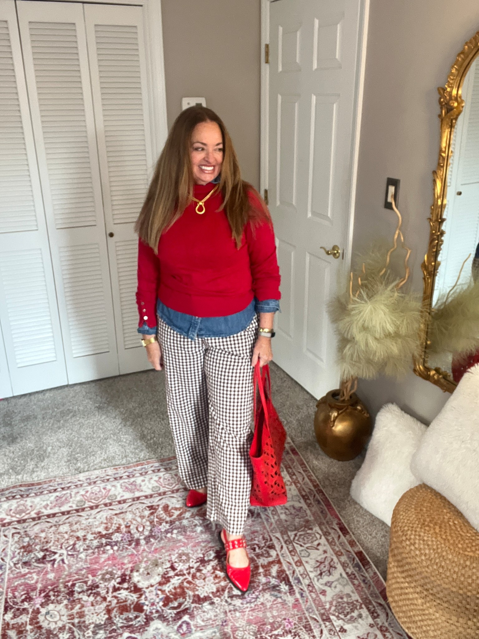 Gingham, red and denim .

#LTKmomlife #LTKgrwm #LTKHoliday