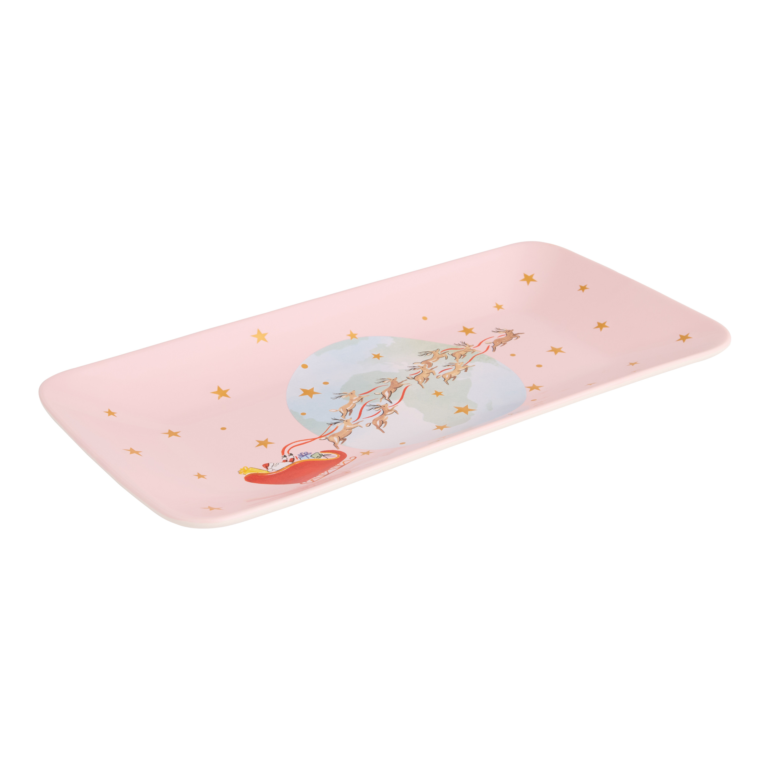 Pink Santa Sleigh Serving Platter | World Market