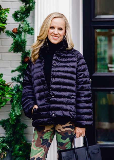 This black satin puffer coat from Tuckernuck is an easy chic layer over everything from workout clothes to camo jeans for day or night 

#LTKstyletip #LTKSeasonal #LTKFind