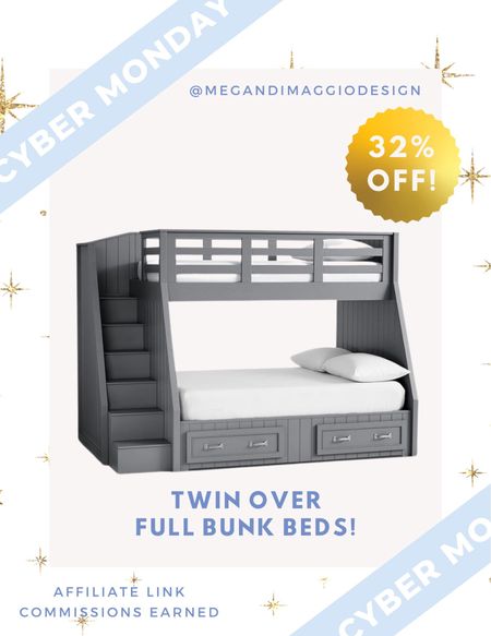 Major sale alert on this coastal twin over full bunk bed!! Now save 32% on this grey color!! Plus it has storage!! 🙌🏻 perfect for a kids bunk room at a beach or lake house!

#LTKsalealert #LTKhome #LTKCyberWeek