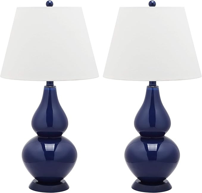 SAFAVIEH Lighting Collection Cybil Modern Contemporary Navy Double Gourd Glass 27-inch Bedroom Li... | Amazon (US)