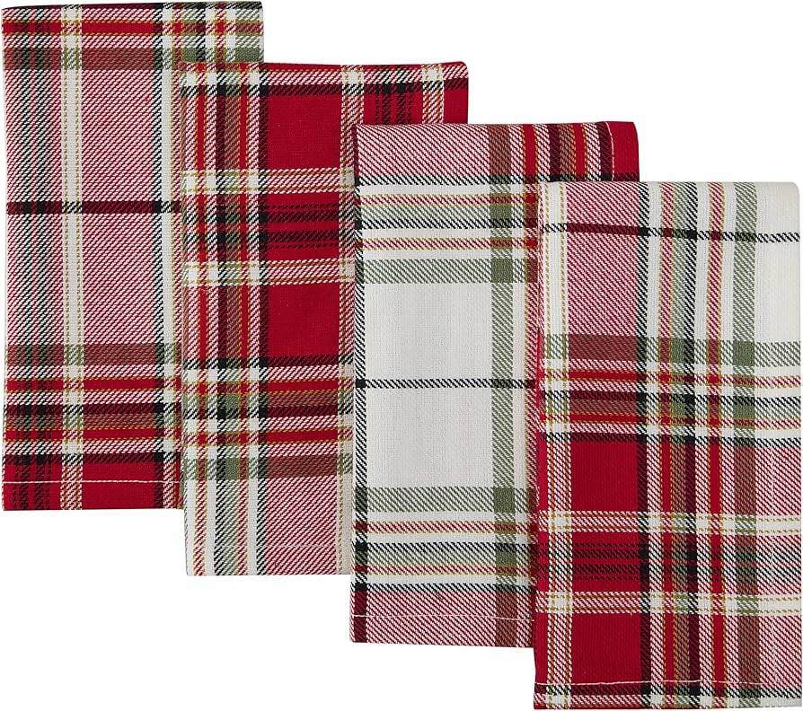 Newbridge Sully Tartan Christmas Plaid Fabric Napkins, 100% Woven Cotton Holiday Napkins, Set of ... | Amazon (US)