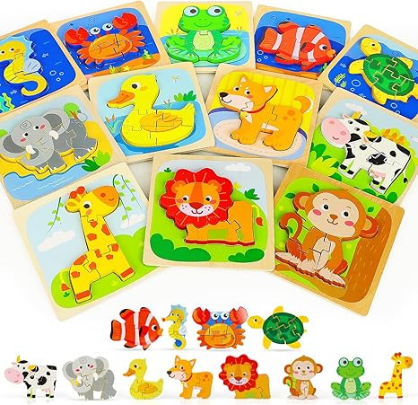 TOY Life Wooden Puzzles for Toddlers 1-3, Animals Toddler Puzzles 1-3, Puzzles for Toddlers 2-4, ... | Amazon (US)