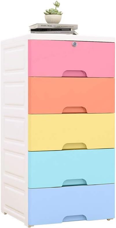 Nafenai Plastic Cabinet 5 Drawers Storage Dresser,Small Closet Drawers Organizer Unit for Clothes... | Amazon (US)
