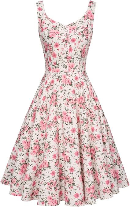 Belle Poque 1950s Vintage Dress for Women Sleeveless Homecoming Dresses Cocktail Party A-Line Sum... | Amazon (US)