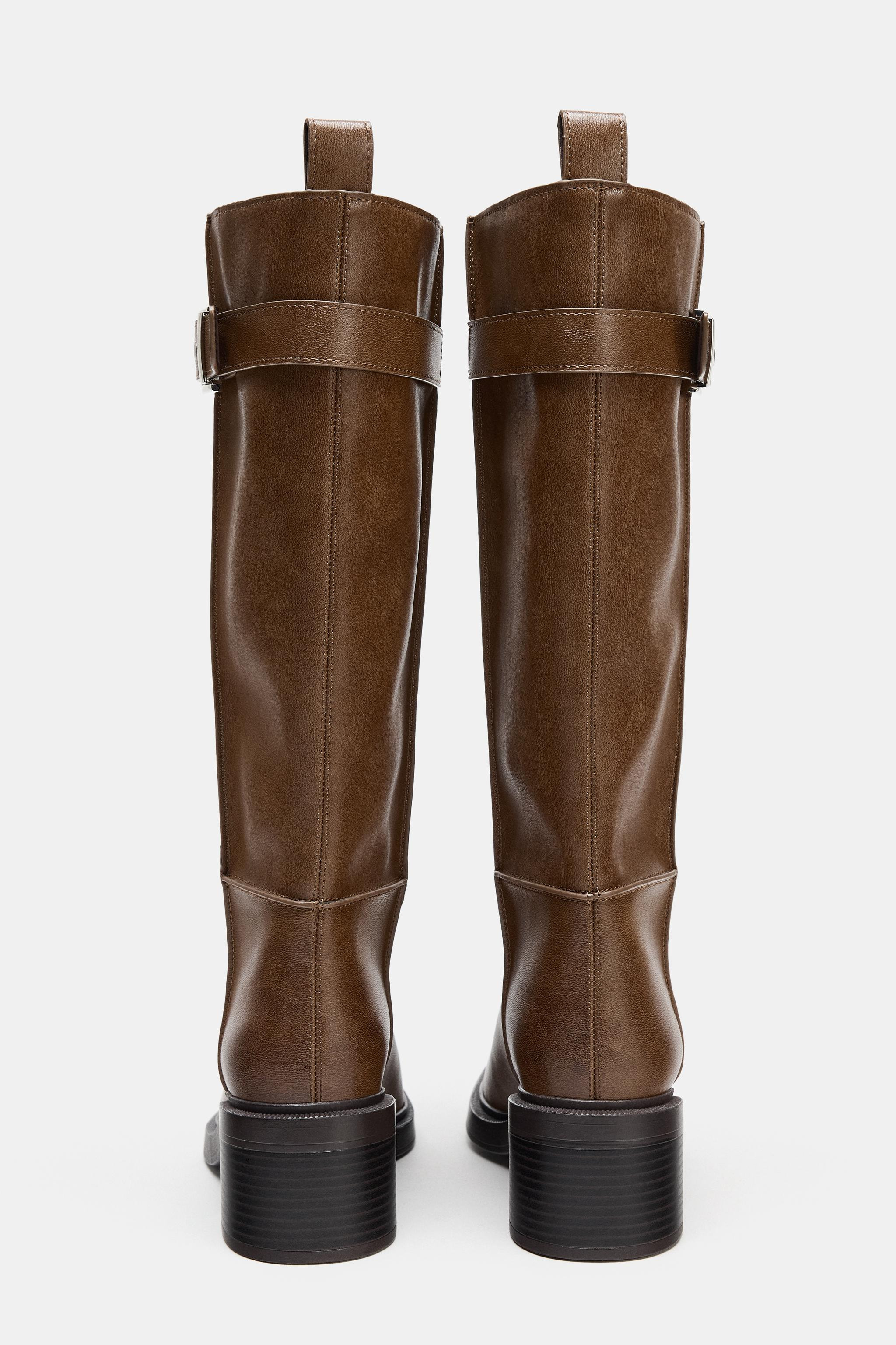 KNEE-HIGH BOOTS WITH TOPSTITCHING | Zara UK