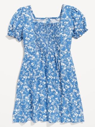 Puff-Sleeve Button-Front Fit & Flare Dress for Girls | Old Navy (US)