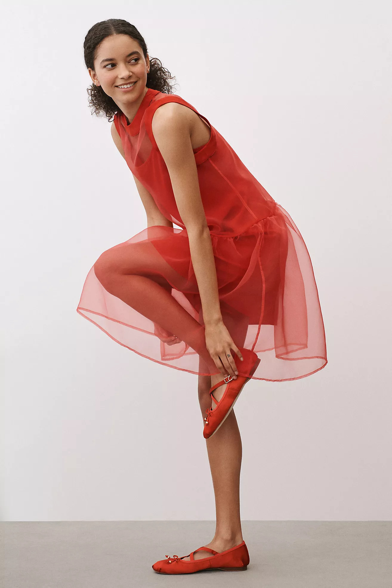 BHLDN Kendall Sleeveless High-Neck Organza Mini Dress | Anthropologie (US)