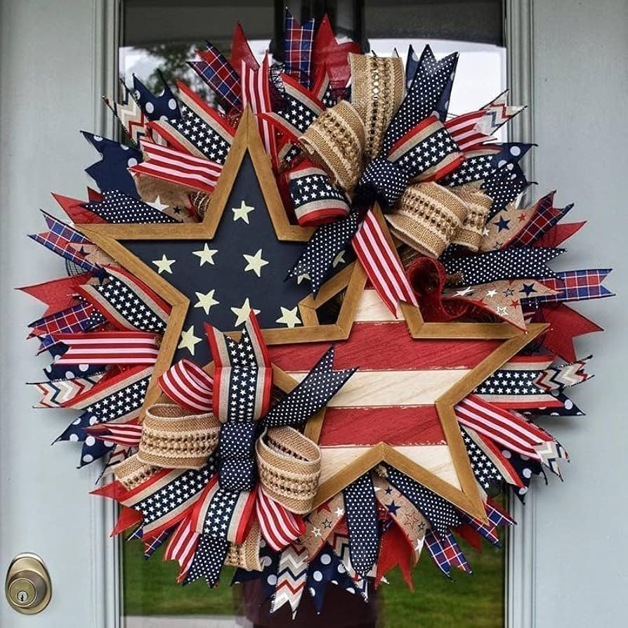 250th Anniversary Patriotic Wreath, Memorial Wreaths 3D Eagle Wreaths for Front Door, Red White a... | Amazon (US)