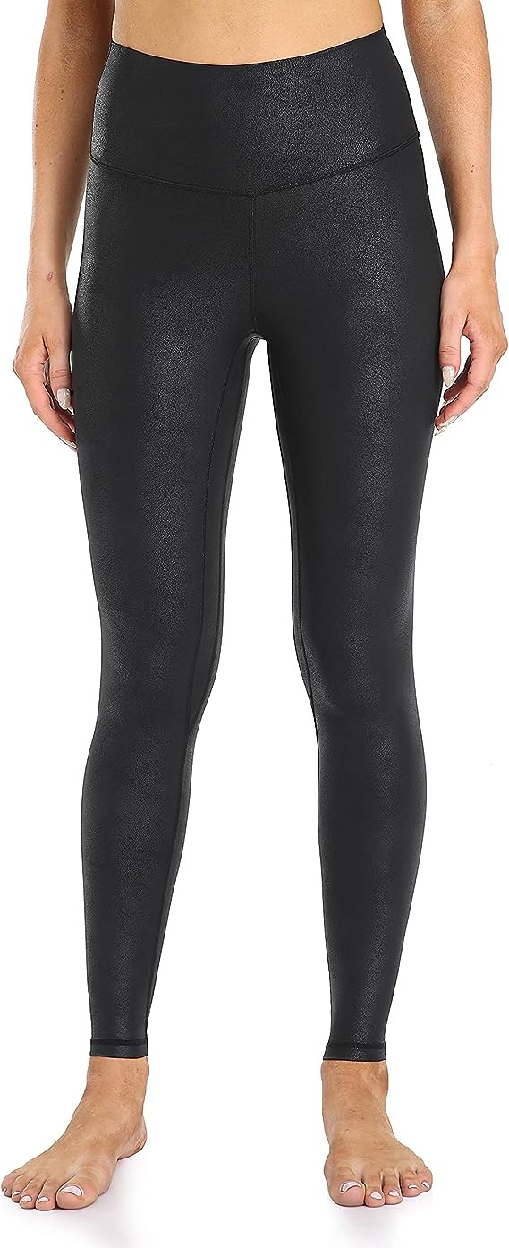 Colorfulkoala Women's High Waisted Matte Faux Leather Leggings Full Length Yoga Pants | Amazon (US)