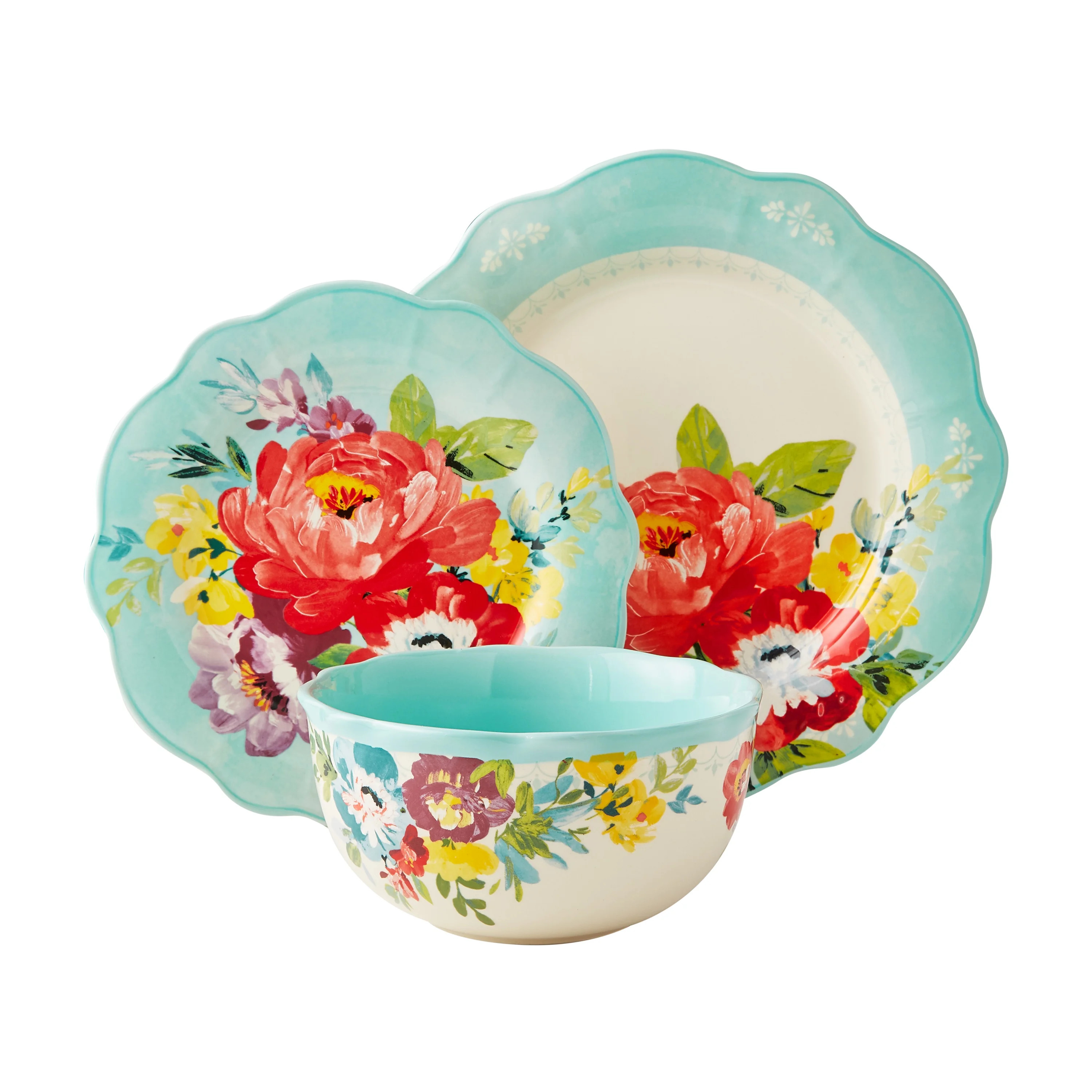 The Pioneer Woman Sweet Romance Blossom 12-Piece Dinnerware Set | Walmart (US)