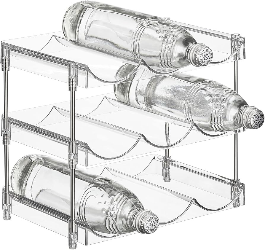 Nate Home mDesign by Nate Berkus 9-Bottle Water and Wine Bottle Organizer | Free Standing Plastic... | Amazon (US)