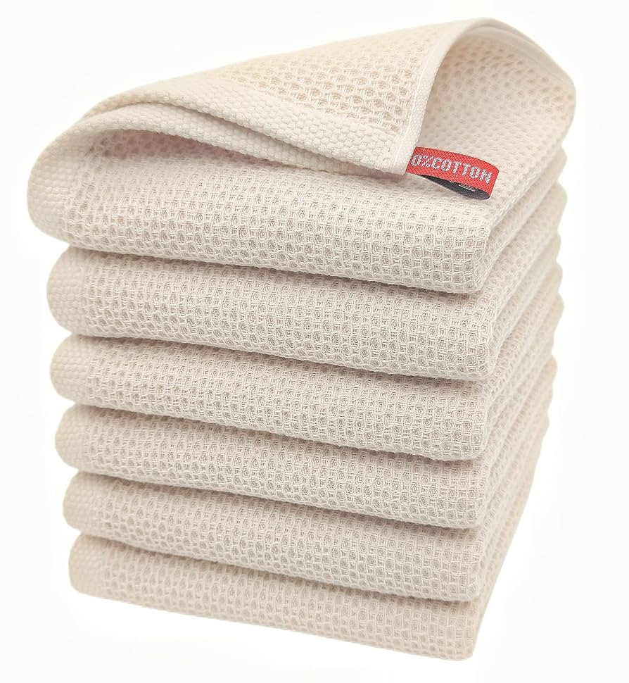 Kitchen Hand Towels 100% Cotton Waffle Weave Dish Towel for Cleaning Drying - Extra Absorbent and... | Amazon (US)