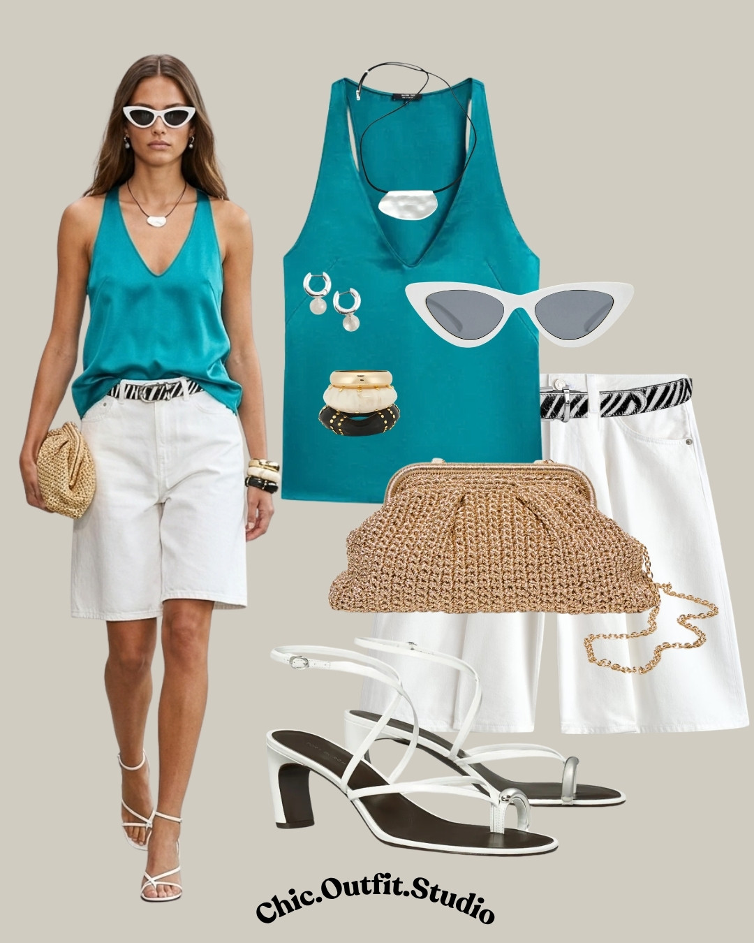 Turquoise Satin Tank & White Bermuda Shorts


✨A turquoise satin V-neck tank paired with crisp white Bermuda shorts creates a fresh, polished summer outfit that feels effortless yet elevated. Styled with white strappy heels, a woven clutch, and pearl-inspired accessories, this look is perfect for summer dinners, vacation evenings, rooftop cocktails, brunch, resort wear, or stylish city outings. Bright color meets clean tailoring for a modern European-inspired summer aesthetic.

✨Tags: turquoise satin tank outfit, white Bermuda shorts outfit, summer vacation outfit women, elegant casual summer outfit, resort wear women, European summer style, elevated everyday outfit, chic dinner outfit, summer date night outfit, polished casual look, woven clutch outfit, minimalist summer fashion 

 #LTKgrwm #LTKootd #LTKOver40