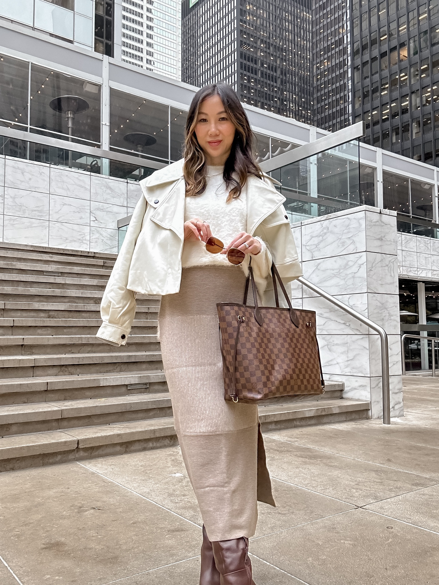 Fall weekend look with knit maxi skirt and cropped trench coat. Casual, comfy and chic at 19 weeks pregnant! 

#LTKworkwear #LTKbump #LTKSeasonal