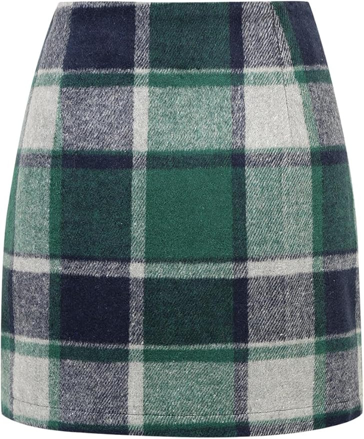 IDEALSANXUN Womens High Waist Plaid Skirt Bodycon Pencil Wool Mini Skirts | Amazon (US)