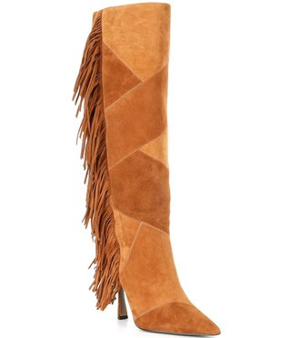Sam Edelman Ellis Suede Patchwork Fringe Detail Tall Dress Boots | Dillard's | Dillard's