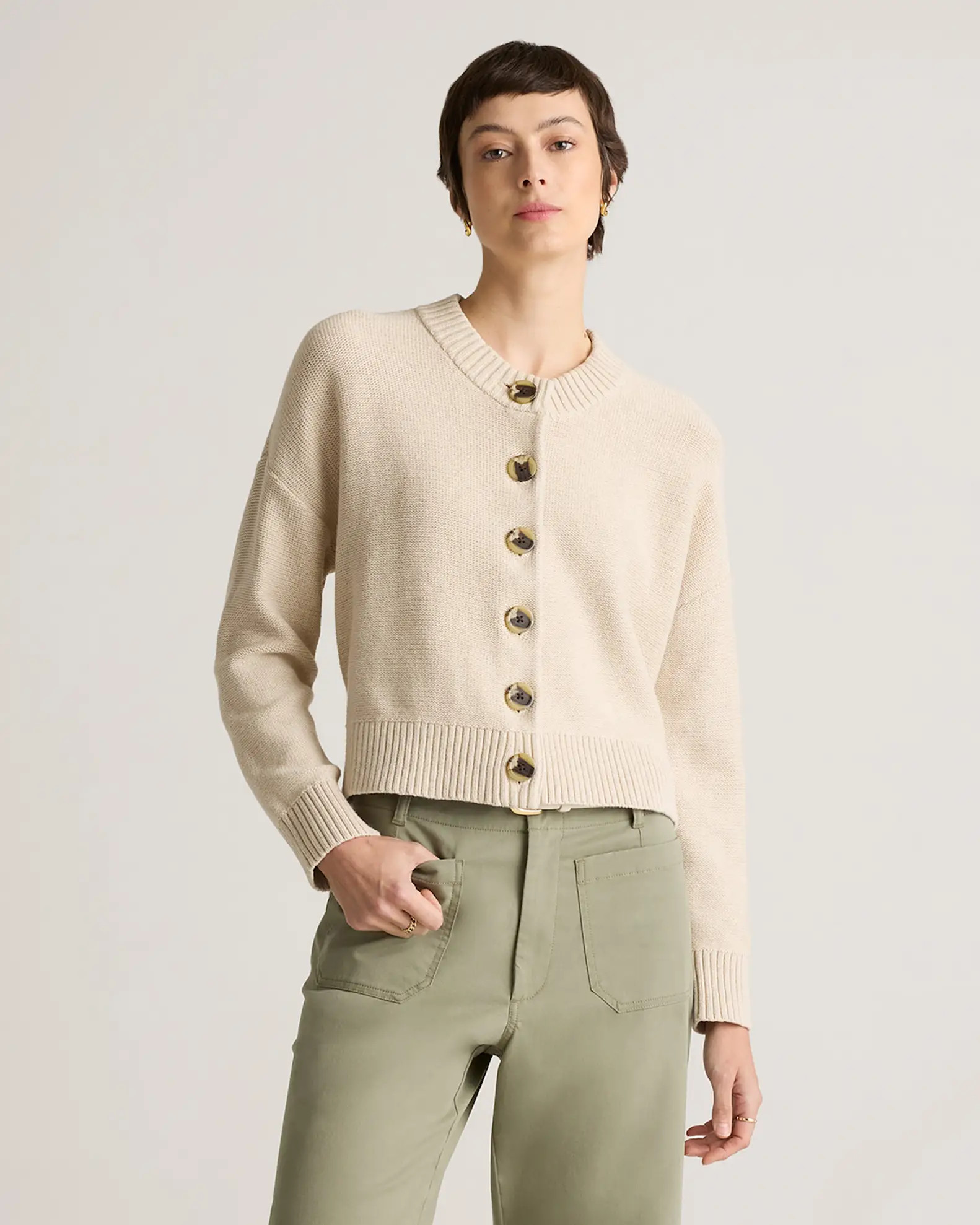 100% Organic Cotton Cropped Cardigan | Quince