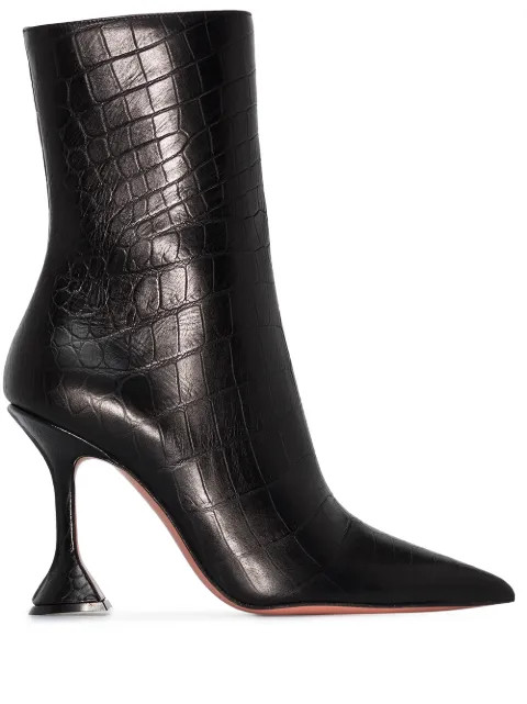 Amina Muaddi Giorgia 95mm crocodile-embossed Boots - Farfetch | Farfetch Global