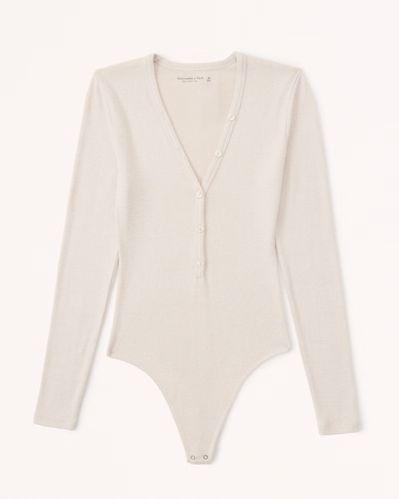 Women's Long-Sleeve Cozy Henley Bodysuit | Women's Tops | Abercrombie.com | Abercrombie & Fitch (US)