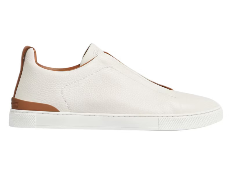 Men's Zegna Deerskin Triple Stitch /Brown Sneakers in Off White | StockX