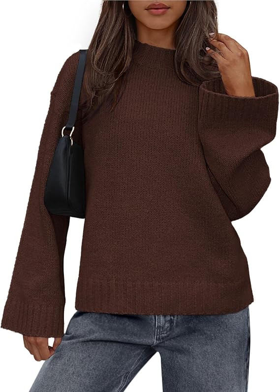 BTFBM Sweaters for Women 2025 Casual Crewneck Long Sleeve Loose Ribbed Knit Pullover Sweater Wint... | Amazon (US)
