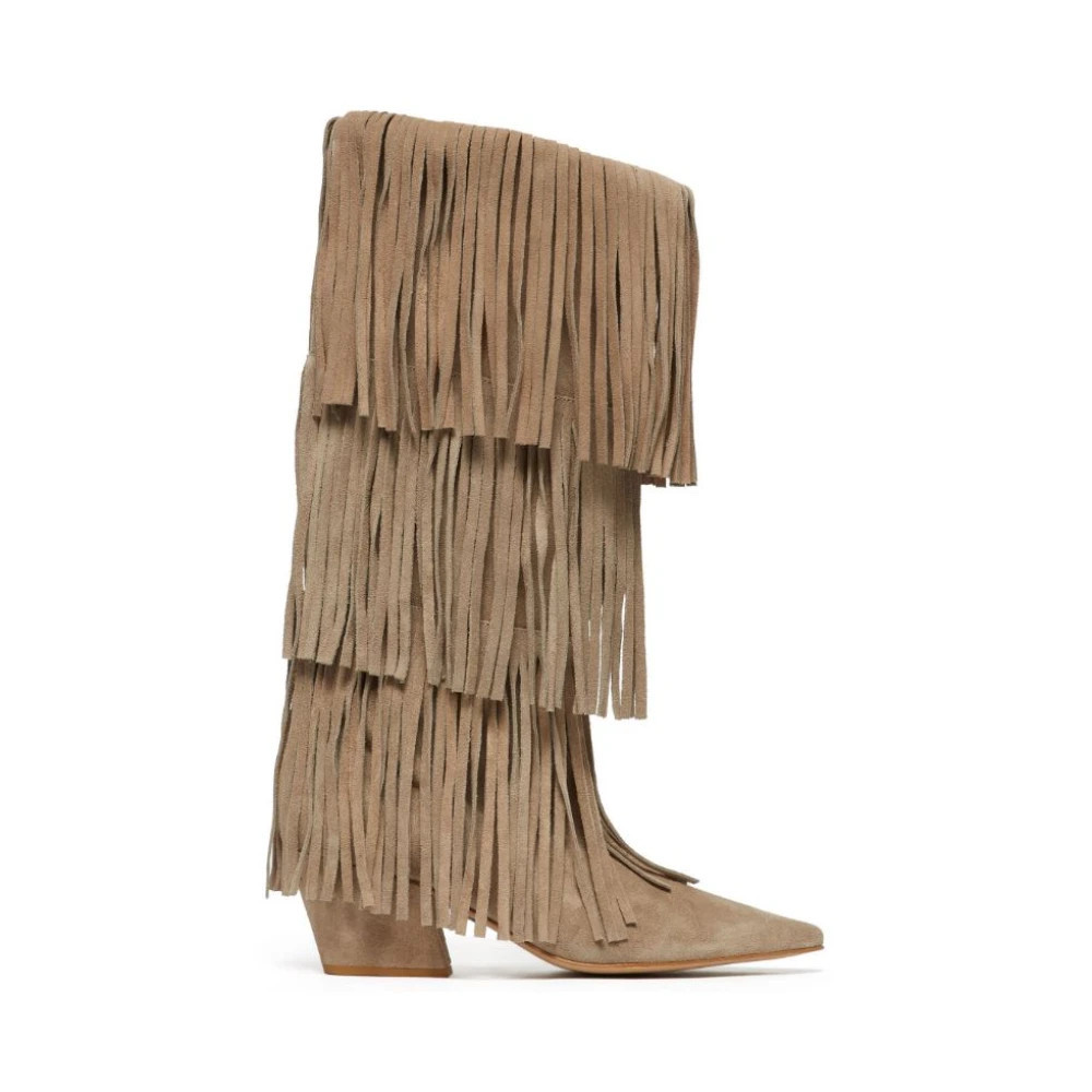Aniye By, Cowboy & Biker Boots, female, Beige, 3 UK, Cowboy Fringes Boots | Miinto UK Ltd