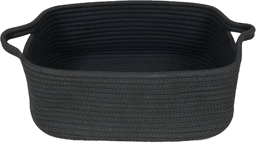 Woven Cotton Rope Storage Basket with Handles for Organizing Shelves Closet Small Cat Dog Pet Toy... | Amazon (CA)
