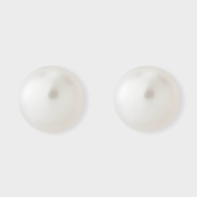 Silver Plated Fresh Water Pearl Round Stud Post Earrings - A New Day™ | Target