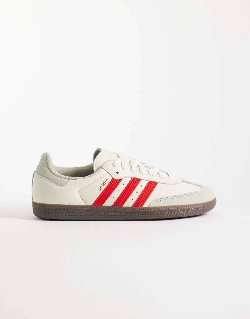 adidas Originals Samba OG sneakers in off white and red | ASOS (Global)