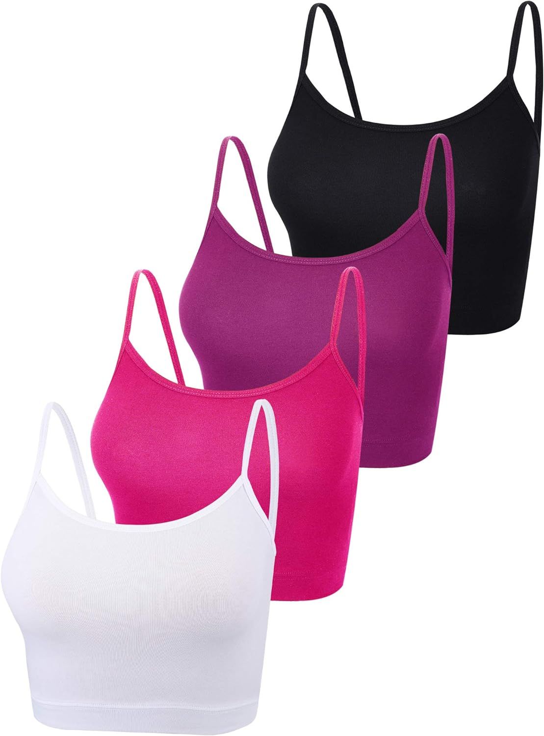 4 Pack Cropped Tank Tops for Women, Spaghetti Strap Crop Top Basic Sports Crop Cami Half Camisole... | Amazon (US)