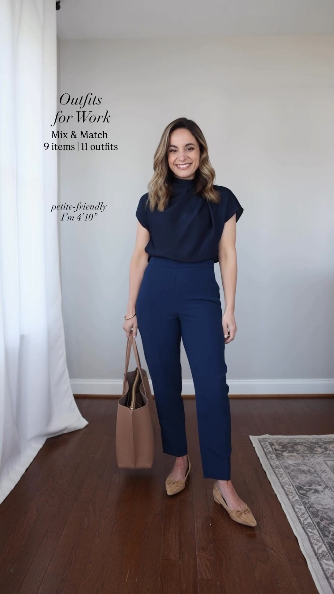 Mix and match outfits for work with 9 items and 11 outfits! 

Pants (Ann Taylor): Petite 00 - Ivory and Sapphire | true to size, ivory is fully lined

Blazers (Ann Taylor): Petite 00 - Ivory and Sapphire | true to size, except the sleeves are too long

Skirt (Amazon): Small in "brown"

Navy Top (Aritzia): XXS | runs large

Tank Top (Quince): XS 

Flats & Heels (Sam Edelman): True to size, heels are no longer available in exact color

My sizing for reference: I'm 4'10" and weigh 105lbs. My measurements are 32", 24", 36". I have a 25" ankle inseam and typically wear petite xxs/00/24.


#LTKWorkwear #LTKPetite