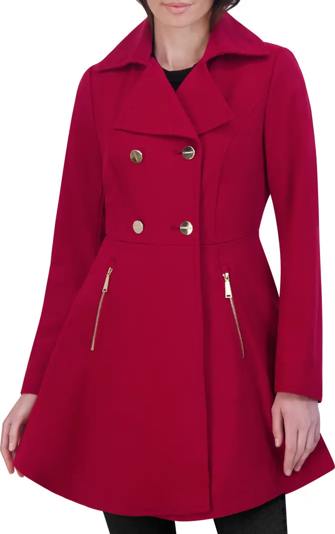 Laundry by Shelli Segal Double Breasted Fit & Flare Wool Blend Coat | Nordstromrack | Nordstrom Rack