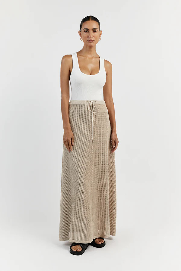 OPHELIA STONE CROCHET MIDI SKIRT | DISSH