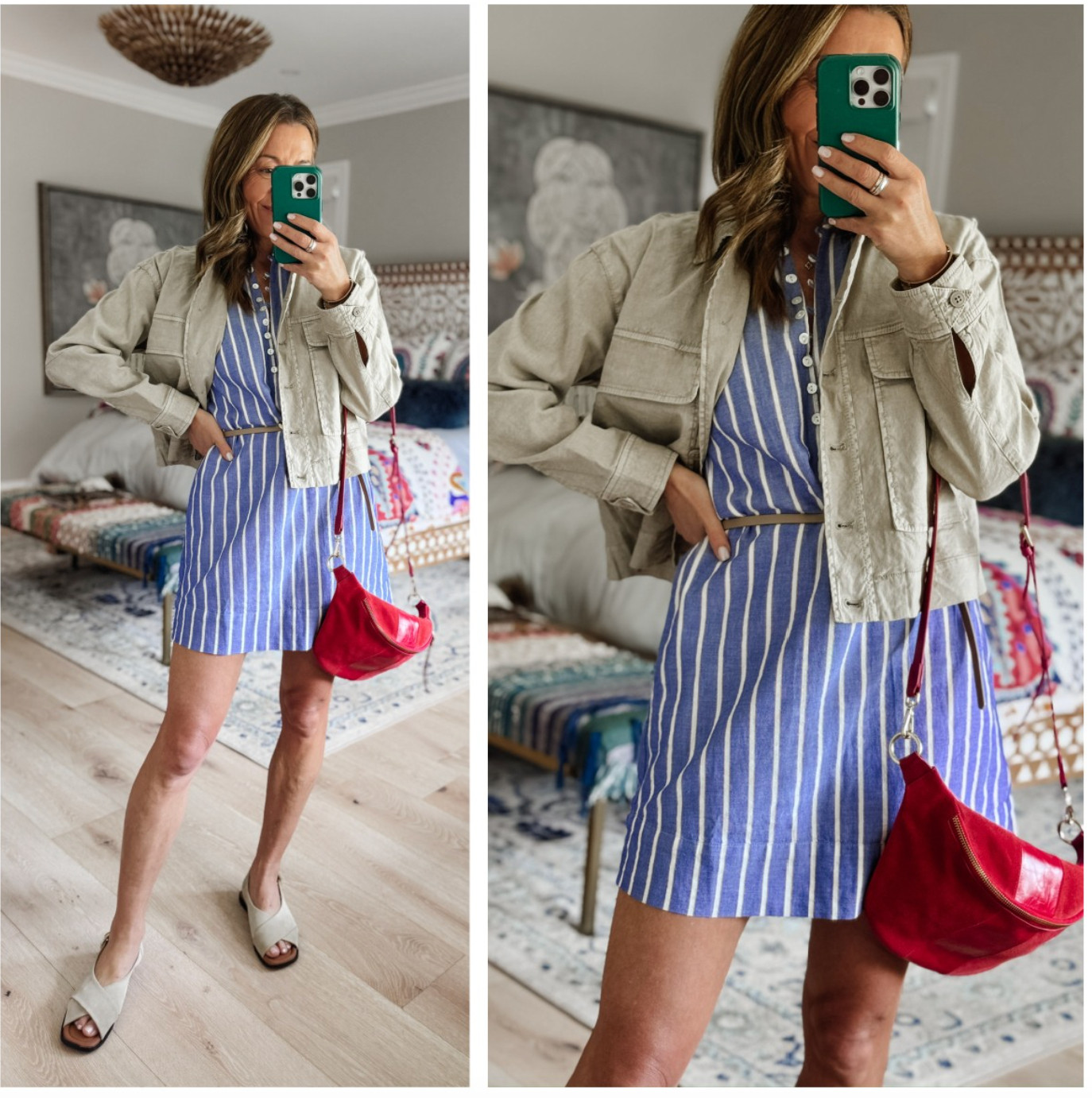 Spring layers done right! Texture, stripes and a pop of color . 

 #LTKootd #LTKmomlife #LTKTravel