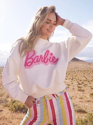 Wrangler x Barbie™ Relaxed Logo Sweatshirt in Worn White | Wrangler
