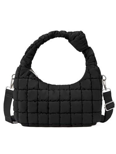 Telena Crossbody Puffer Bag Trendy Quilted Design Puffer Purses for Women with Detachable Strap Black | Amazon (US)