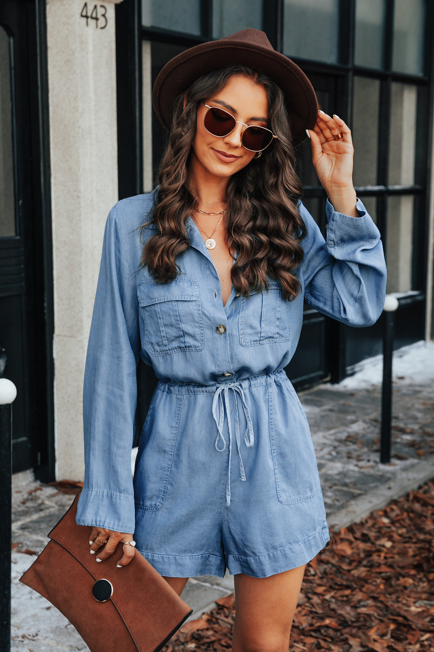 Phaedra Denim Drawstring Romper | Cupshe US